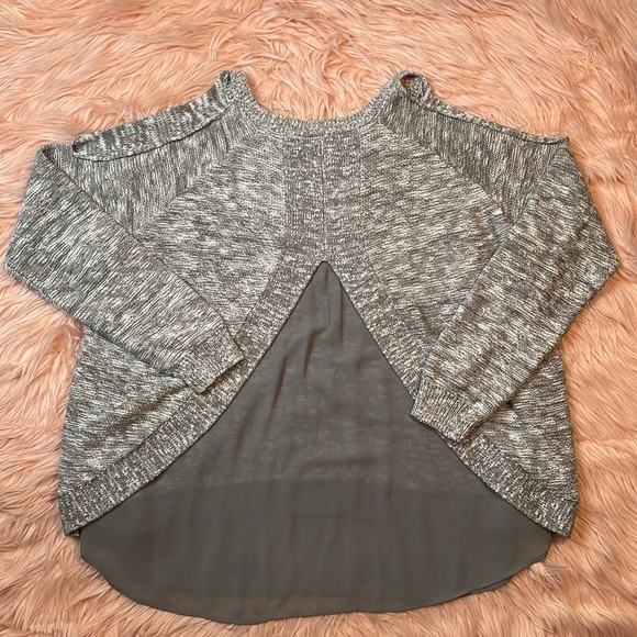 Torrid Gray Cold Shoulder Marled Pullover Sweater Plus Size 0 - Picture 5 of 6